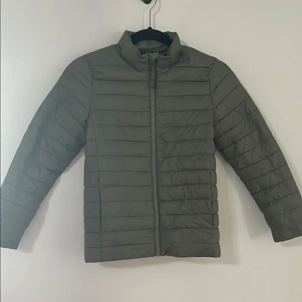 Lands End Kids Olive Green Puffer Winter windbreaker Jacket Youth Small/ 8